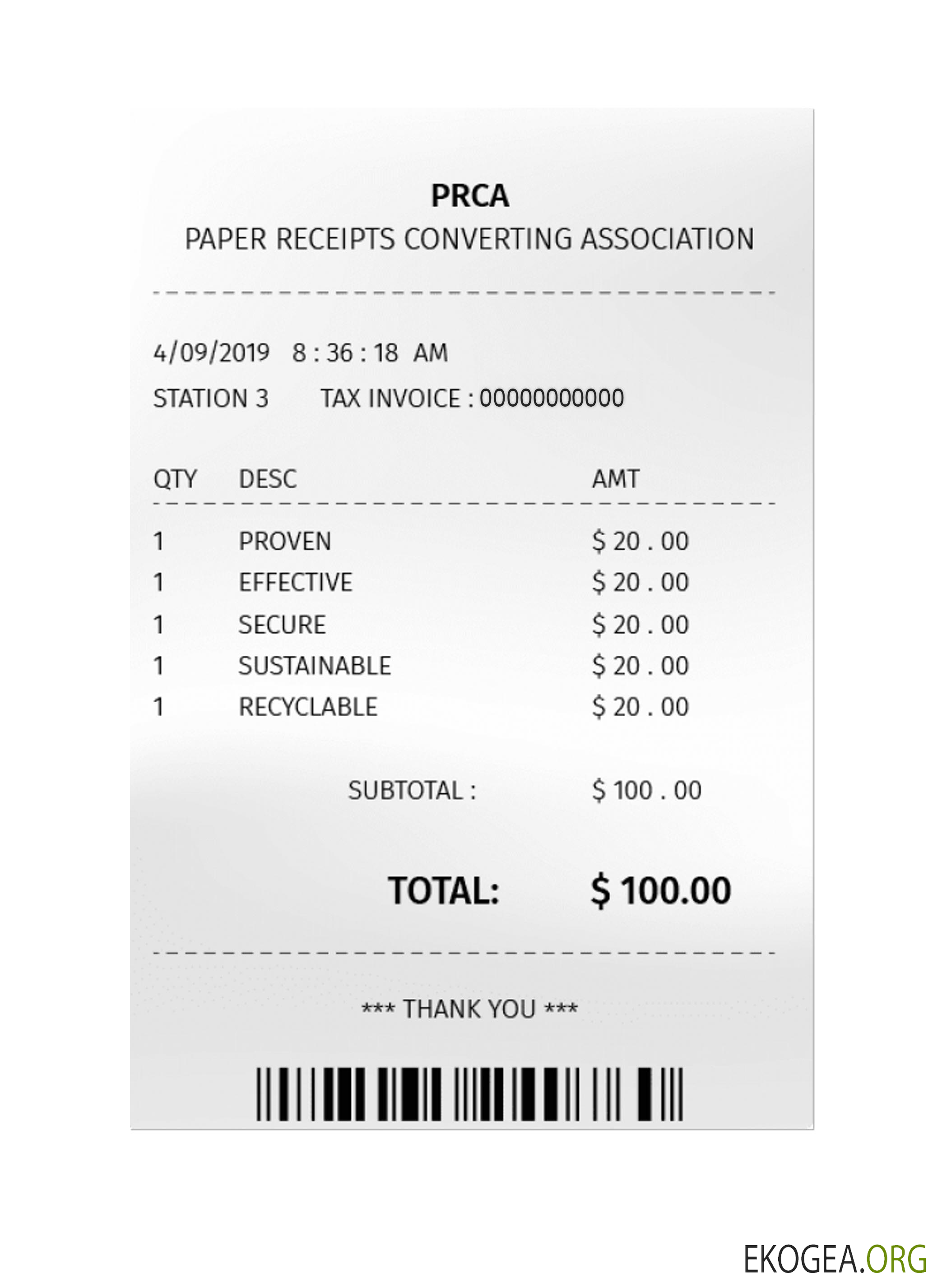 Chèque de paiement PRCA